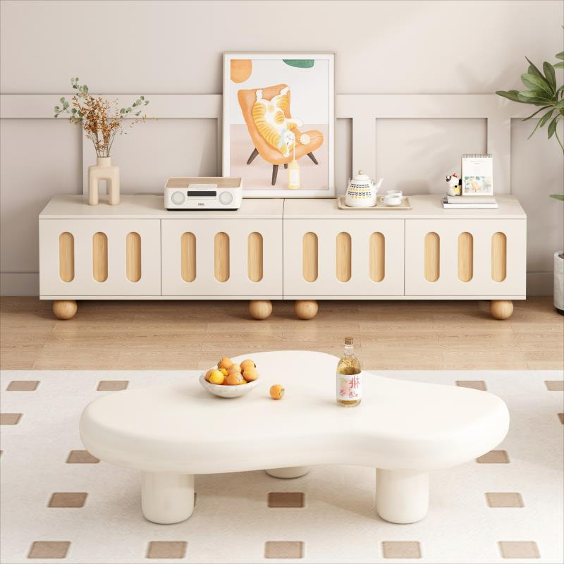Gabinete de televisión de viento de crema moderno y simple sala de estar armario de almacenamiento pequeño hogar mesas de dormitorio gabinete de televisión de piso