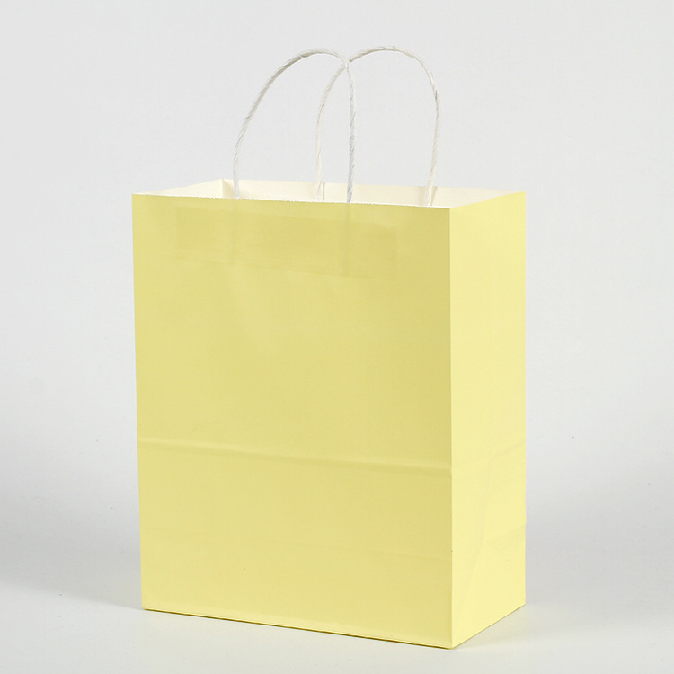 Publicidad bolsa de papel Kraft en stock bolso para llevar leche té bolso de compras logotipo impreso Universal color caramelo