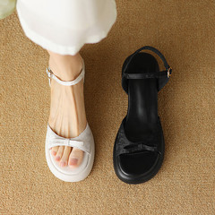 林下風致！2024夏季新款松糕厚底舒適軟底軟面手工新中式涼鞋女潮