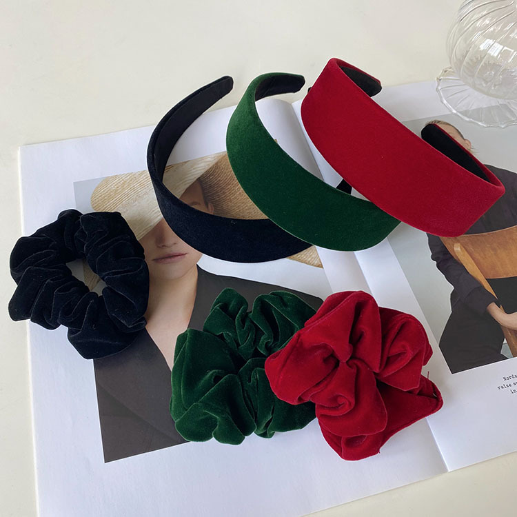 110g Weight Wholesale Korean Velvet Broad-brimmed Hair Band Fold Hair Scrunchies Nihaojewelry