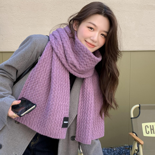 Fashionable scarf for women, autumn and winter cashmere-like imitation, simple and versatile, warm-keeping, thick cashmere-style scarf, solid color, casual, student shawl