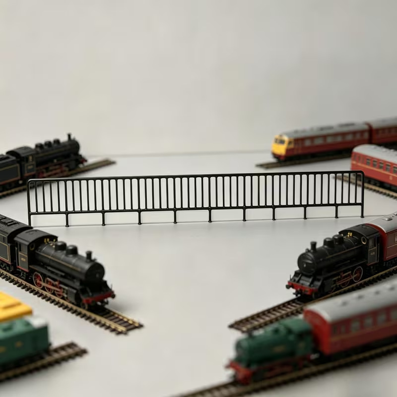 Cross-Border 3D Printed 1:87 Scale Train Station Platform Railing Model, Black Simulated Iron Guardrail, Vertical Strip Scene Accessories Cross-Border 3D Printed 1:87 Scale Train Station Platform Railing Model, Black Simulated Iron Guardrail, Vertical Strip Scene Accessories