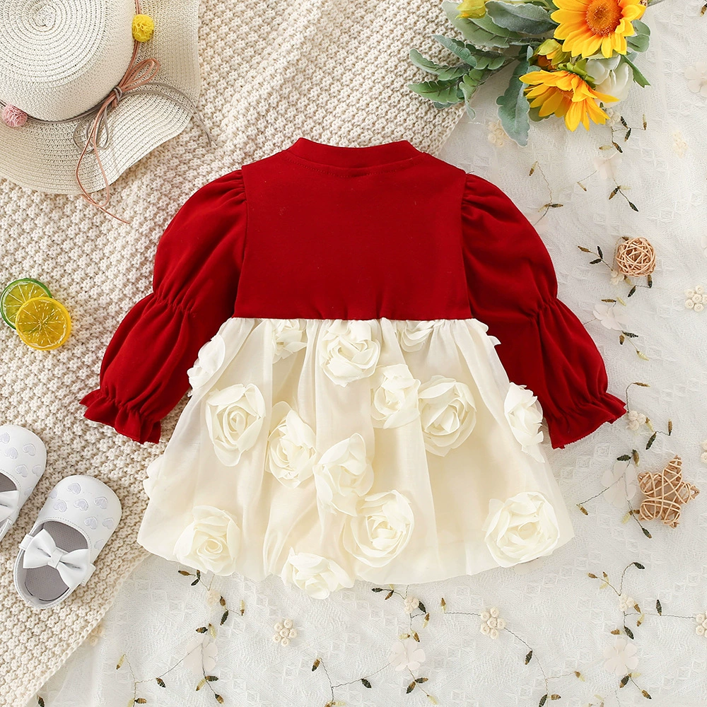 Cute dress for princess with bow, 3D, flowered, adds volume