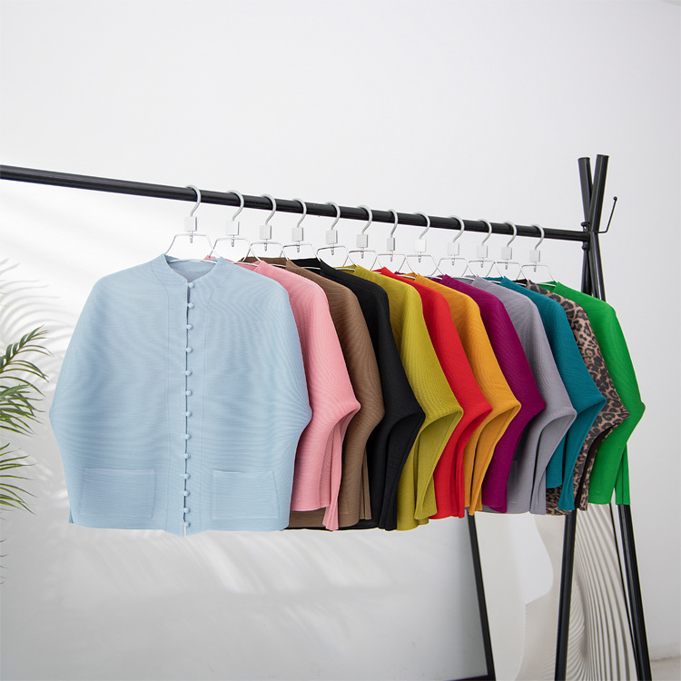 Japanese and Korean Pleated Series Fashion Goddess Style Chinoiserie Versatile Tops Slimming Look Classy Elegant Cardigan Women's Jacket Japanese and Korean Pleated Series Fashion Goddess Style Chinoiserie Versatile Tops Slimming Look Classy Elegant Cardigan Women's Jacket