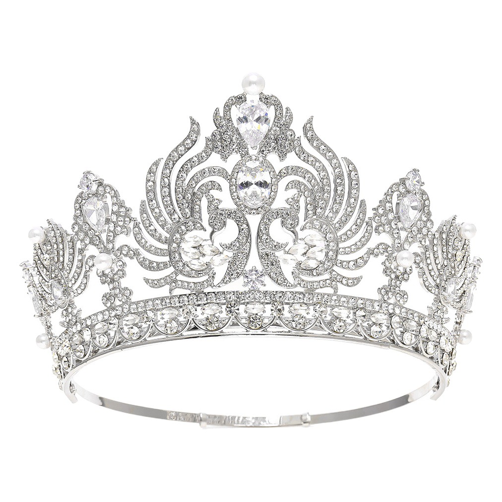 Europa y América grande púrpura circón corona nupcial pasarela corona accesorios para el cabello corona barroca corona de gama alta ronda corona