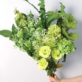 婚庆绿色花绢花花材花艺婚礼现场布置装饰花插花叶子路引花