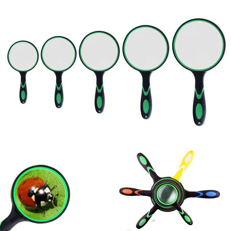 75/90/100 мм ручка отверстие для подвешивания двухцветное изображение пластиковая ручка увеличительное стекло линза прозрачная резина для чтения на открытом воздухе