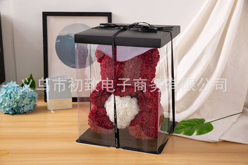 25cm 40cm rose bear outer packaging gift box transparent pvc gift box