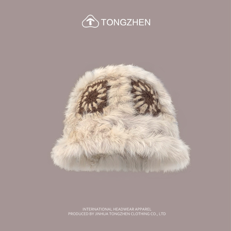 China-Chic Kaninchenhaar Löwe Erwachen Niedlicher Plüsch-Tigerkopf für Kinder, chinesische gestrickte Fischermütze im Winter_voghion.com
