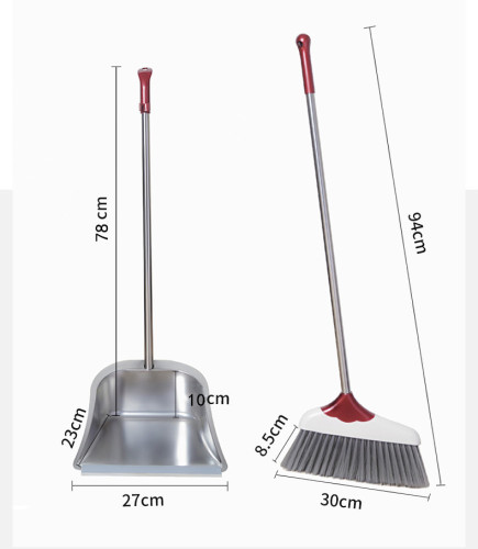 Thickened stainless steel broom dustpan combination stainless steel garbage shovel soft broom dustpan broom set