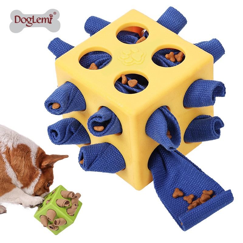 물린 저항하는 루빅의 큐브 상자 교육 개 장난감 숨겨진 음식 냄새 훈련 애완 동물 용품 느린 음식 누설 음식 어금니 개 장난감