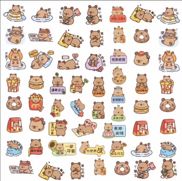 高颜値アニメ透明防水シールかわいい学生装飾手帳シール素材ペンシール大合集|undefined