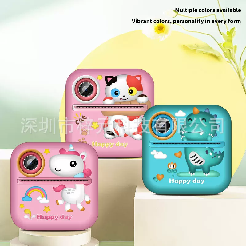 跨境新款S2儿童打印相机高清双摄拍立得热敏纸打印相机玩具厂批发