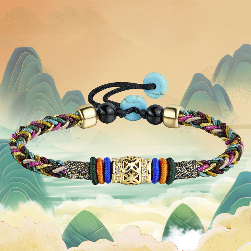 Tibetan Lucky Bracelet Handmade Woven Five Colour Bead Bracelet_voghion.com