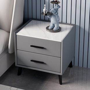 Light Luxury Bedside Table New Solid Wood Simple Modern Storage Household Bedroom Storage Mini Rock Board Cabinet Storage Storage