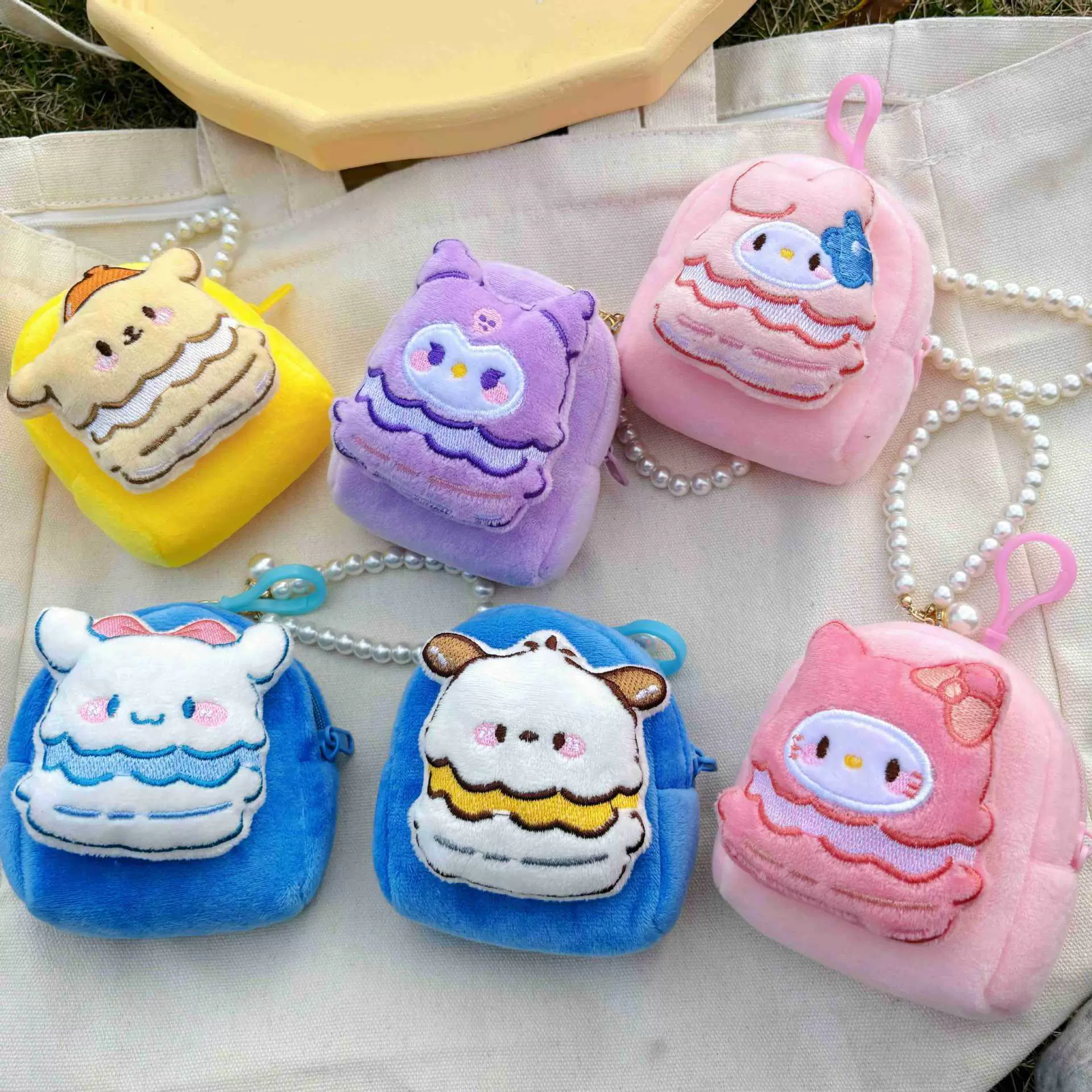 Креативный мультяшный плюшевый кошелек для монет Sanrio, милая и универсальная подвеска для сумки, школьная сумка, кукла, сумка для наушников, держатель для карт