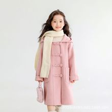 2025儿童秋冬新款高档女孩纯羊毛双面尼大衣小童装韩版可爱风连帽