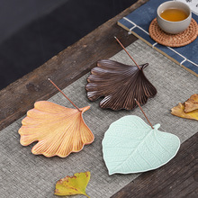 陶瓷菩提叶银杏叶线香插家用熏香炉新款创意香道摆件跨境代发