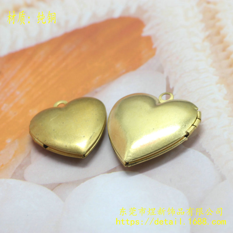 New Trendy Hot-Selling DIY Jewelry Copper Blank Smooth Heart-Shaped Photo Frame, Peach Heart Photo Frame, Mirror Lens, Mirror Frame in Various Sizes