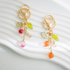 Ins Pink Peach Car Keychain Crystal Peach Persimmon Bag Hook Creative Keychain Pendant Women