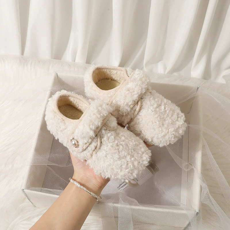 Детские меховые сапоги для улицы, новинка зимы 2025, на флисовой подкладке, толстые, теплые, детские туфли-принцессы, хлопковые слипоны для малышей