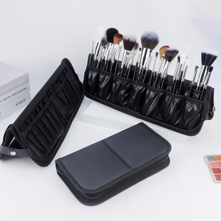 14-40 Hole Cosmetic Brush Bag Large Storage Bag Large Capacity Black Bookleaf Foldable Cosmetic Bag Cross-border