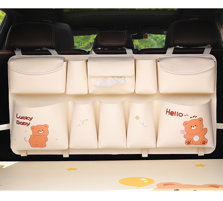 Car trunk storage bag multifunctional car rear hanging storage bag cute car storage box hanging bag