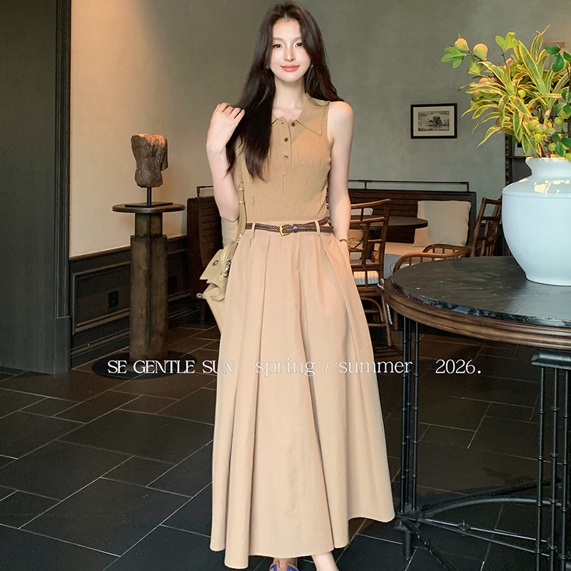Xiu Xixi “Southern French Vacation Old Money Style” Tencel Linen Wool Knit Vest Dress (with Belt) 88632 Xiu Xixi “Southern French Vacation Old Money Style” Tencel Linen Wool Knit Vest Dress (with Belt) 88632
