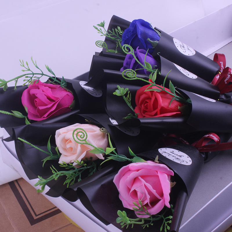 Handmade Single Rose Bouquet Soap Flower Qixi Gift Gratitude Valentine's Day Teacher's Day Gift Festival Gift