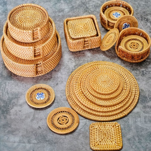 Vietnamese Rattan Coasters Round Table Tea Coasters Autumn Vine Dining Table Western Food Mat Heat Insulating Tea Set Accessories Wholesale