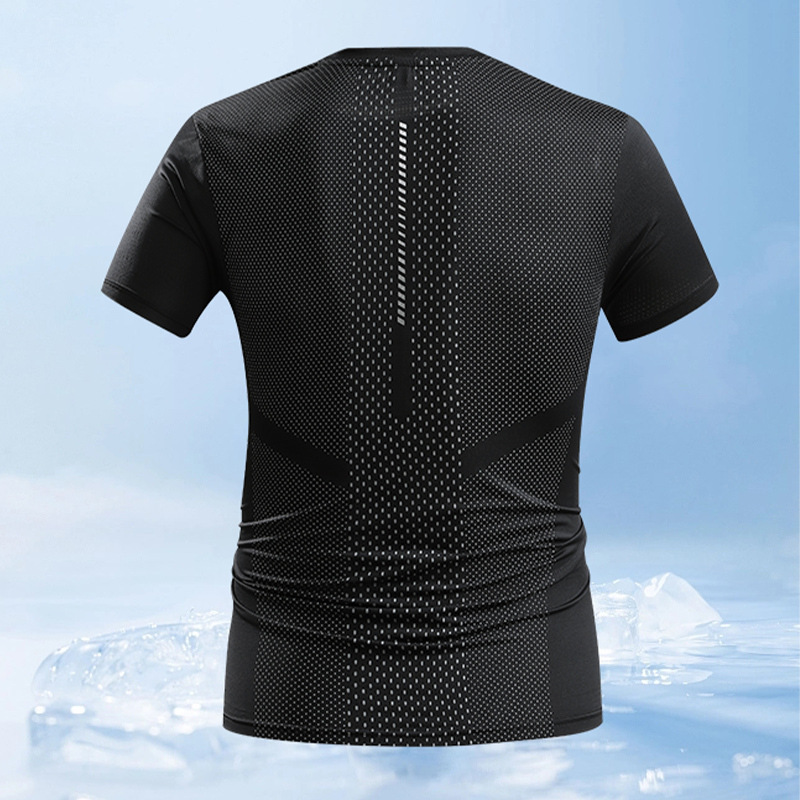 Camiseta de manga corta de seda de hielo para hombres de verano nuevo ocio transpirable correr deportes de hombre de media manga hombre ropa de secado rápido