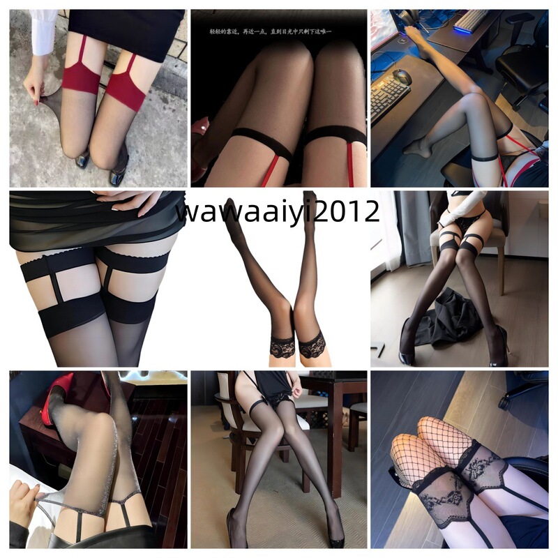Foreign Trade Women's Sexy Underwear Uniform Temptation Sexy Transparent Lace Lace Long Tube Silk Socks Europe and America