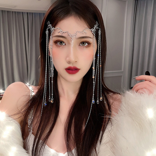 Immortal to the Heart Retro Handmade Water Drop Tassel Hairpin Face Curtain and forehead Decoration Brow Pendant Hanfu Ancient Style Hair Accessory