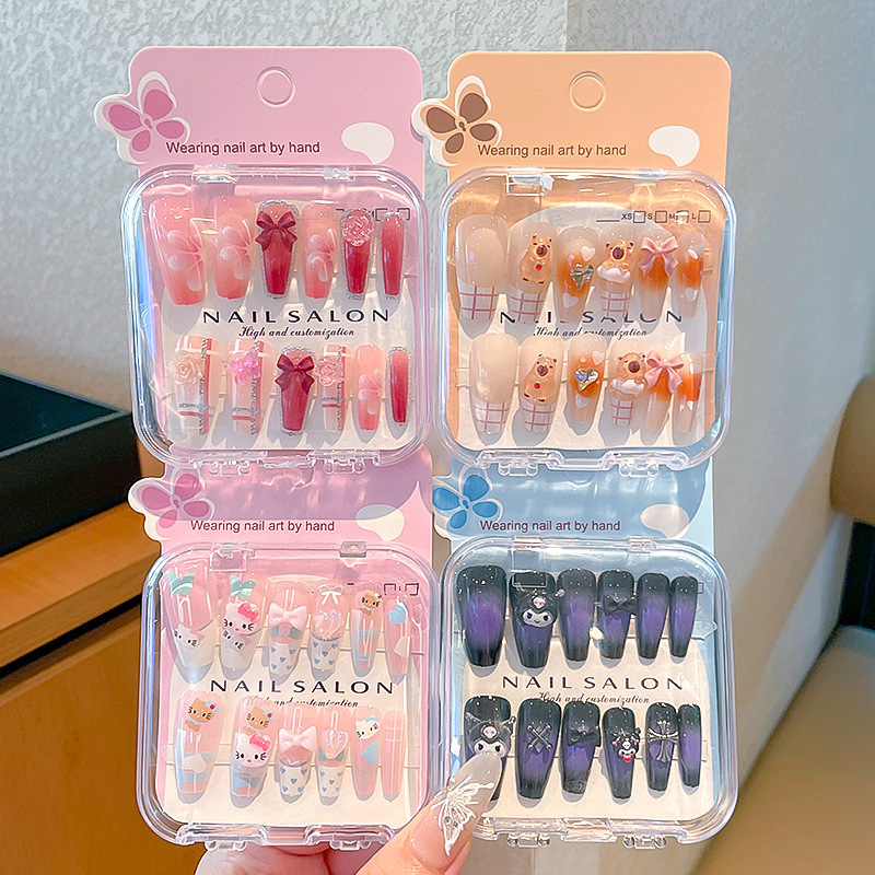 Children's Wearable Nail Art Stickers for Girls and Students, Medium-Length Whitening Nail Stickers, Removable Self-Adhesive Finished Products Children's Wearable Nail Art Stickers for Girls and Students, Medium-Length Whitening Nail Stickers, Removable Self-Adhesive Finished Products