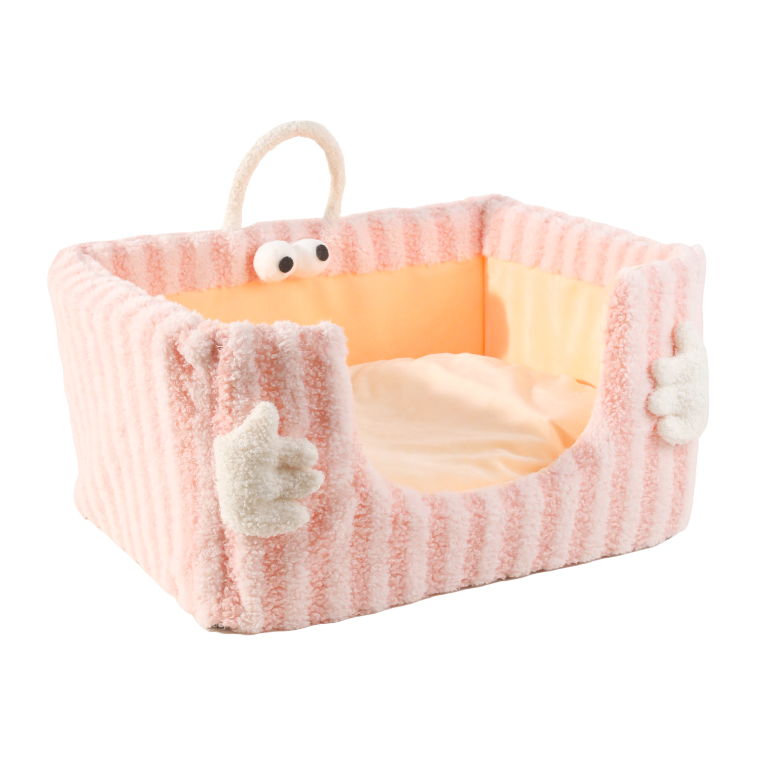 Velvet lunar extraíble y lavable con ambas manos abrazando la camada de esponja, la camada para gatos se mantiene caliente y semi envolvente, la perrera de otoño e invierno se engrosa en invierno