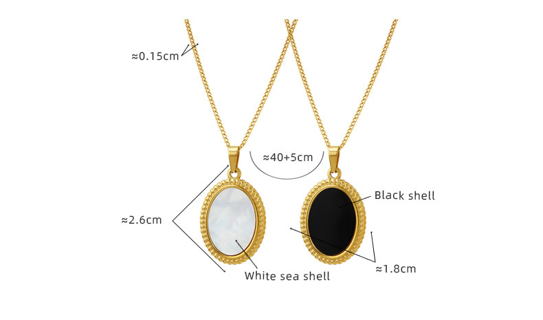 Fashion Oval Titanium Steel Plating Inlay Shell Pendant Necklace 1 Piece display picture 1