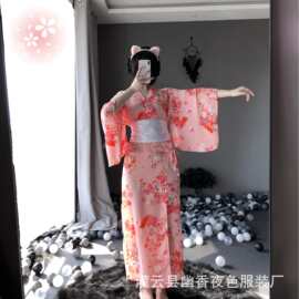 林林婷情趣内衣日系和服女长款猫女情趣睡衣诱惑女士雪纺1143