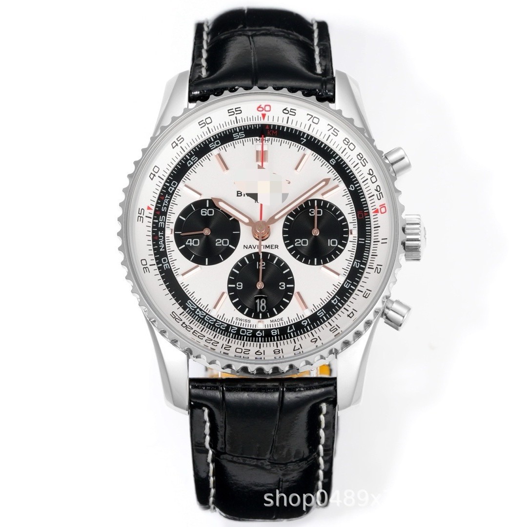 Mechanical wristwatch, aviation chronograph, stainless steel