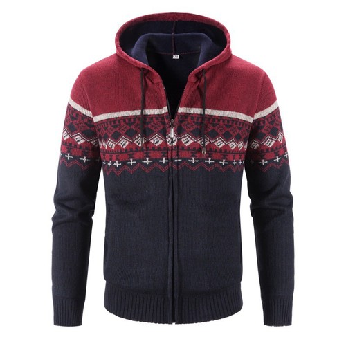 New sweater cross-border bestseller large size warm and thick gradient color foreign trade casual men's coat knit sweater