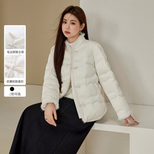 【新中式加厚棉服】纤莉秀大码女装盘扣立领保暖外套胖mm冬装新款