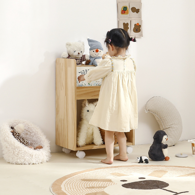 子供部屋の可動絵本収納ラックデスクの横の小さな本棚多機能子供のおもちゃの収納ラック収納ラック|undefined