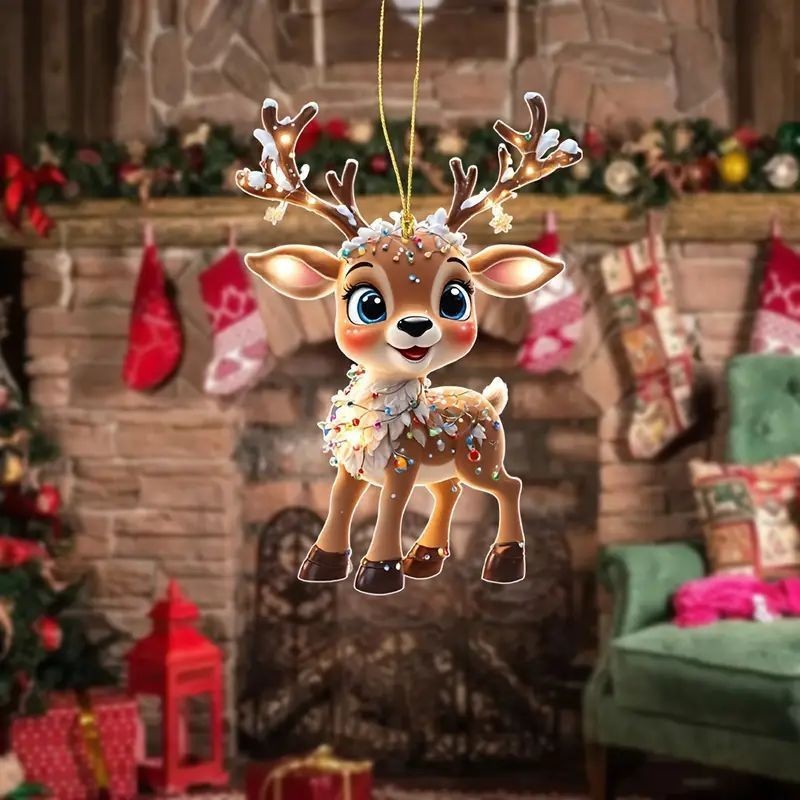 クリスマスの新型のヘラジカのクリスマスツリーはアクリルの平面の自動車のバックミラーを飾って家の装飾の現物を掛けます。|undefined