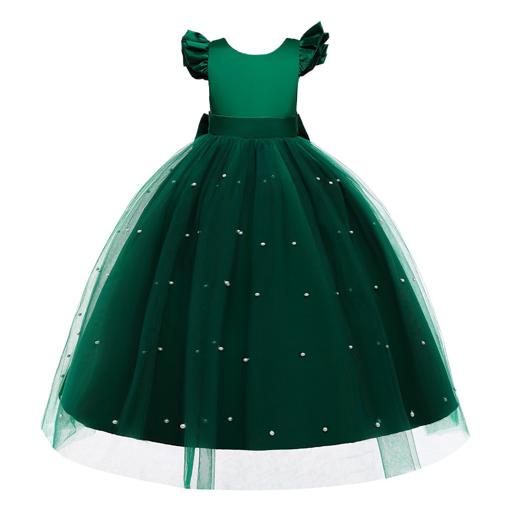 Venta al por mayor 2025 europeo y americano nuevo vestido de novia esponjoso satén malla pasarela vestido de noche de cumpleaños vestido de niñas vestido de princesa