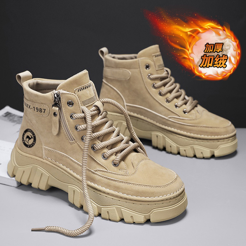 2025冬季新款男士高帮雪地靴时尚户外劳保鞋加绒加厚保暖棉靴短靴