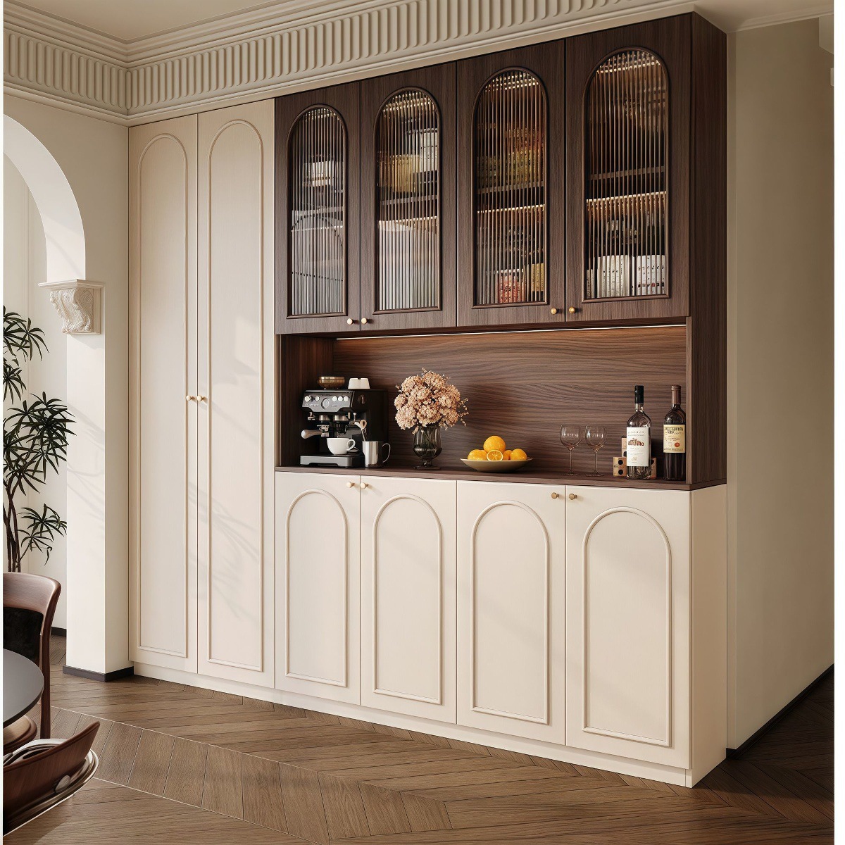 Retro Mid-Century Style Sideboard Song's Aesthetic Storage Cabinet Large Capacity Dining Room Living Room Tea Wine Cabinet