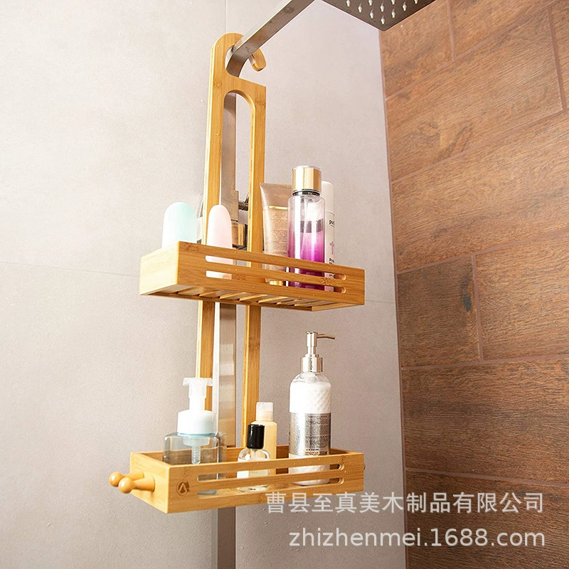 Стеллаж для хранения в душевой ванной комнате ванная комната бамбуковая деревянная настенная подвесная душевая подвесная корзина стеллаж для хранения в ванной