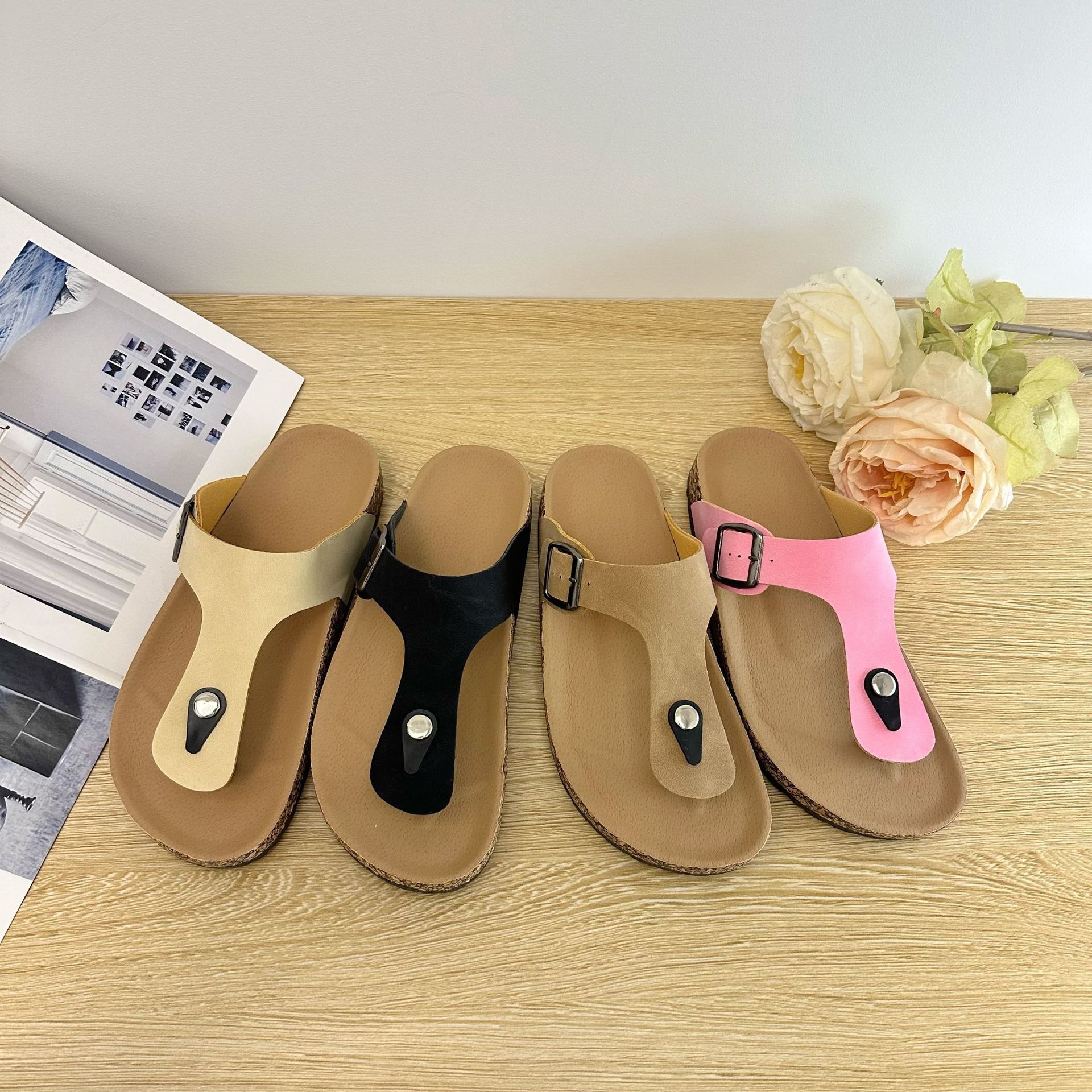 Plus Size Women's Cork Slippers European And American Style Lady Slippers_vogvips.com