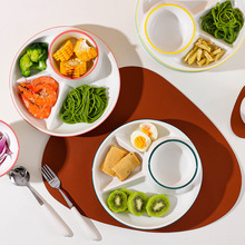 分格減脂餐盤一人食家用早餐餐具兒童陶瓷減肥定量盤子分餐盤套裝