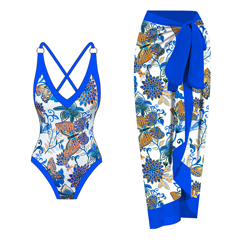 Modieuze, veelkleurige jumpsuit met zonnebrandcrème-gaasrok voor dames, Europese en Amerikaanse badmode_voghion.com