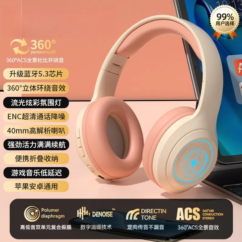 ワイヤレスヘッドセット、ヘッドマウントBluetoothヘッドセット、高品質ノイズリダクション、eスポーツゲーム、Bluetoothスポーツオンラインクラス、携帯電話、コンピュータ|undefined